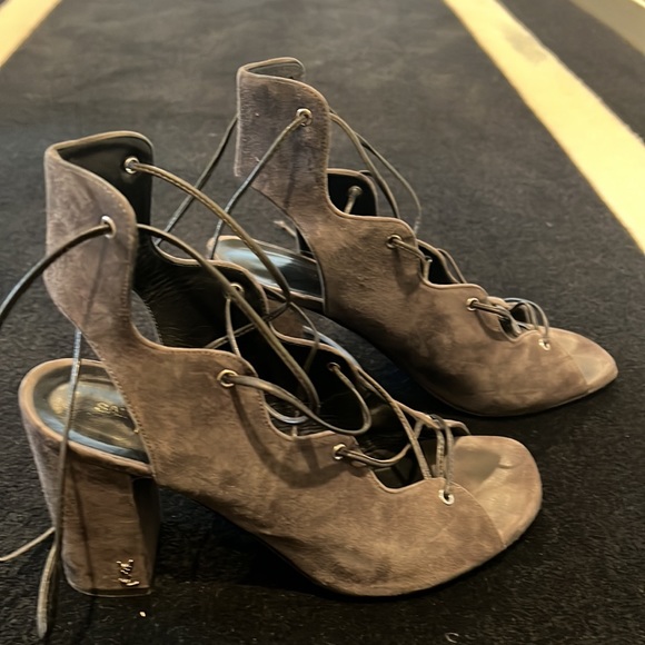 Saint Laurent grey suede stacked heel lace up shoe 39 - Picture 4 of 6